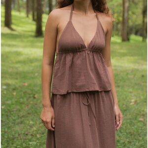 Indigo Luna- MÖKKI HALTER TOP WALNUT NWT
